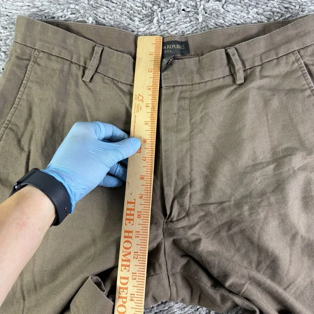 Banana Republic Linen Pants Mens 35x32 Brown Chino Summer Preppy Business Work